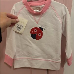 The Beaufort Bonnet Company White & Pink Ladybug Sweatshirt